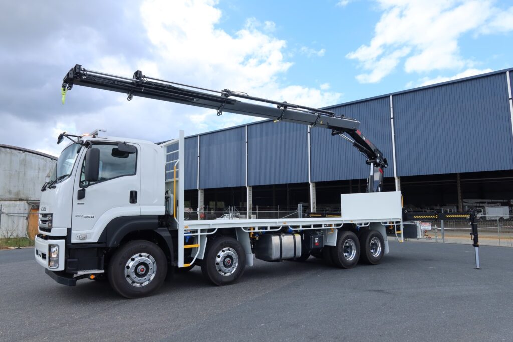 2025 Isuzu FYJ 300-350 AUTO LWB (8x4) - REAR MOUNTED - HIAB X-HIDUO 258EP5 R/C CRANE - 5 x CRANE EXTENSIONS